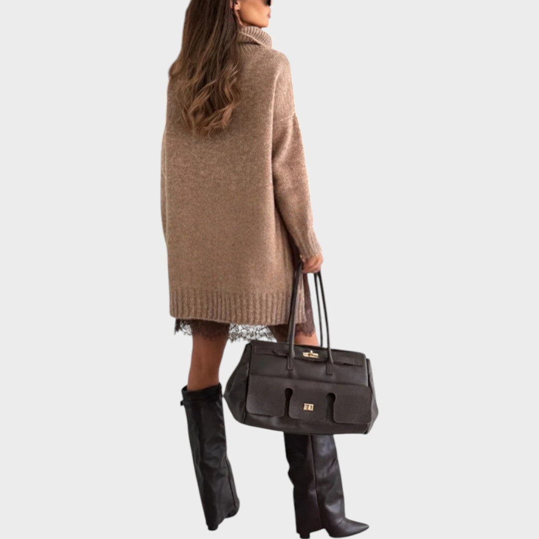 Bonnie – Conjunto de Vestido de Malha Oversized e Renda