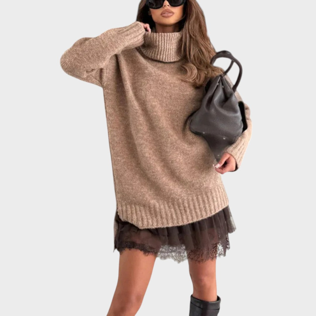 Bonnie – Conjunto de Vestido de Malha Oversized e Renda