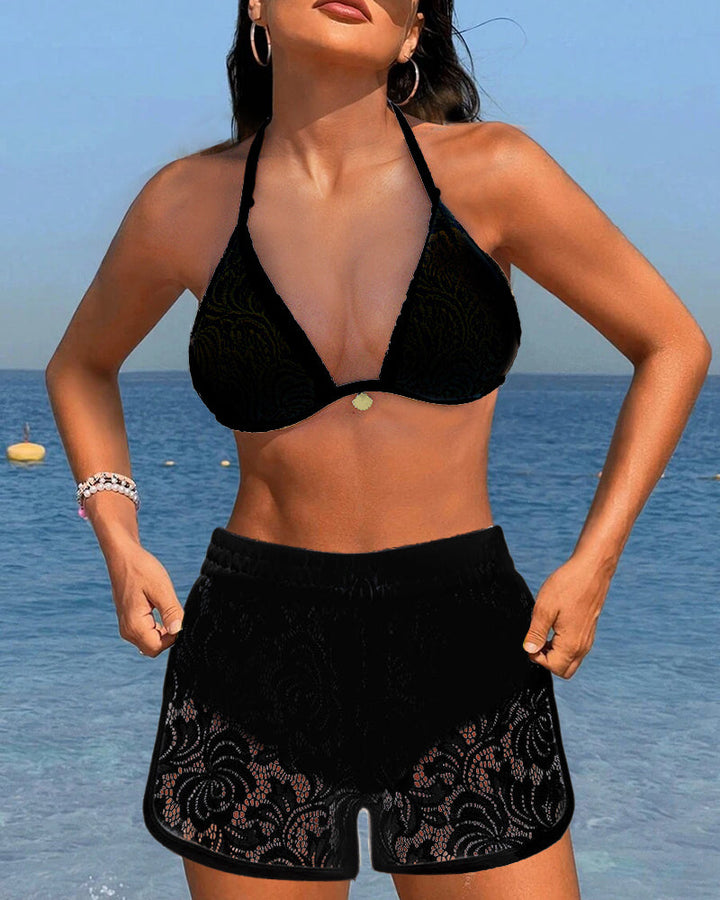 Laluna® | Elegante conjunto de bikini em renda de uma só cor