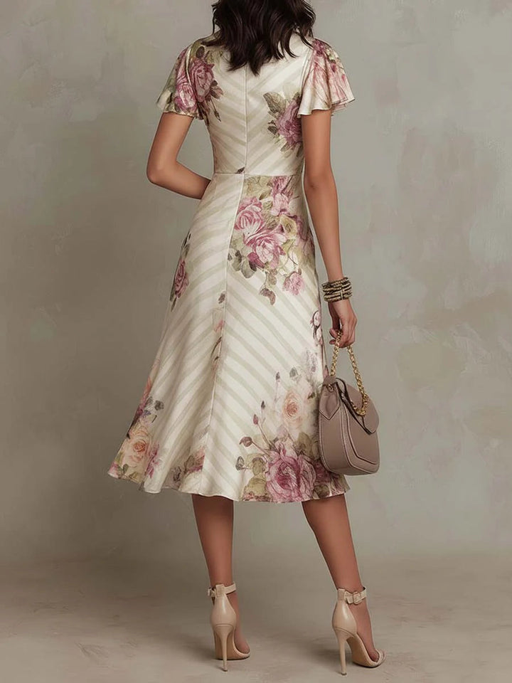 Margaret | Vestido Midi Floral Vintage em Cetim