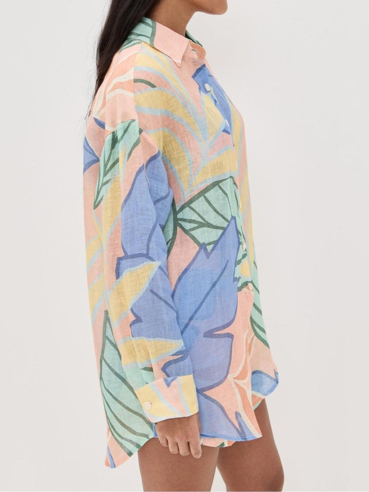 Amandine | Conjunto Curto com Estampa de Folhas Tropicais