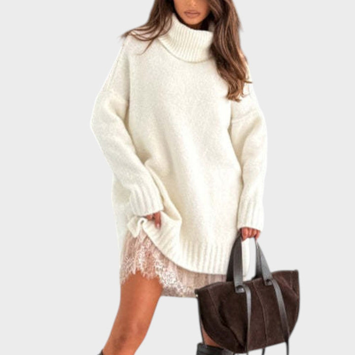 Bonnie – Conjunto de Vestido de Malha Oversized e Renda