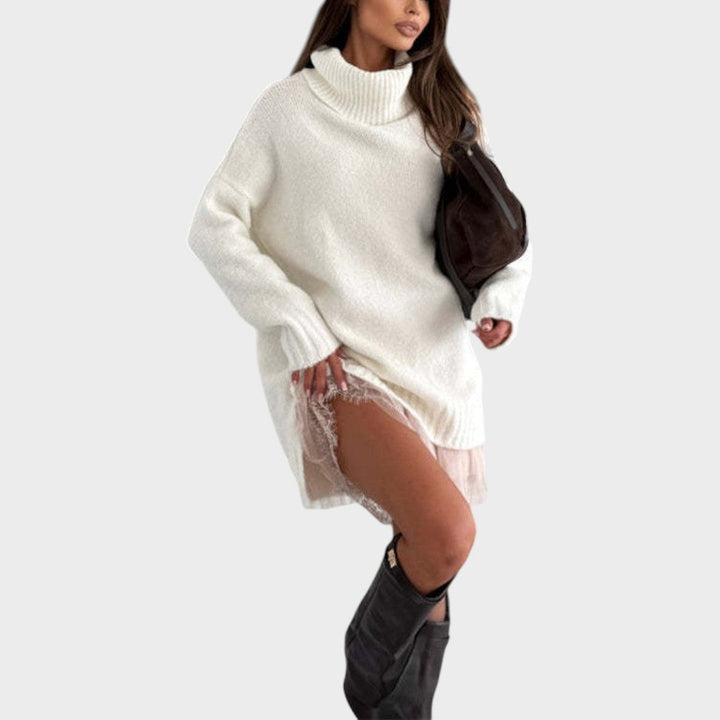 Bonnie – Conjunto de Vestido de Malha Oversized e Renda