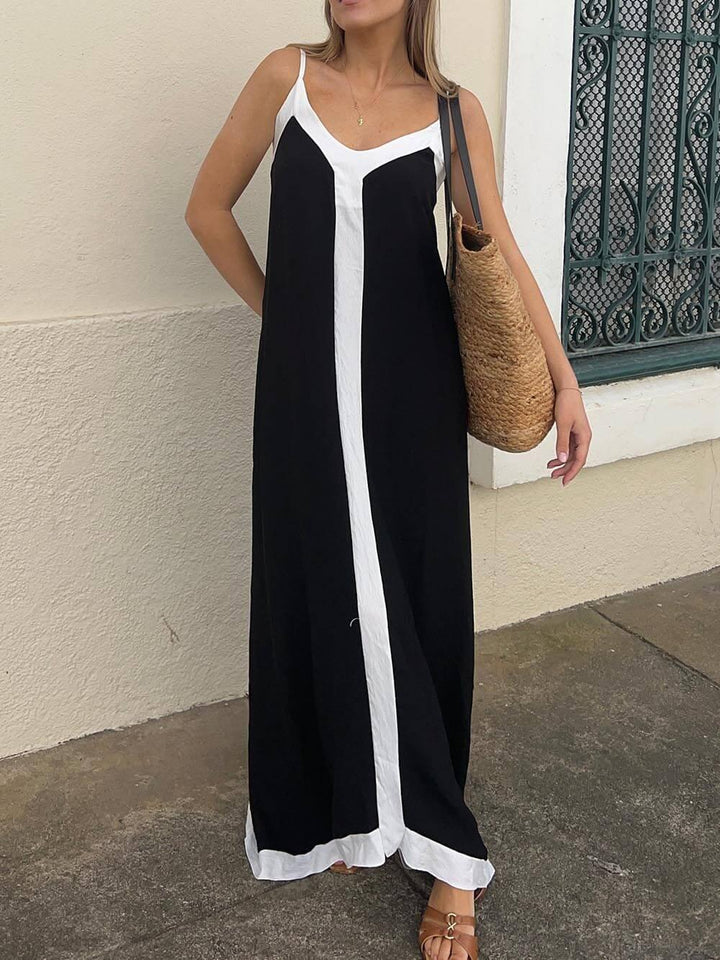 Nancy | Vestido Midi Colorblock Lavechic de Estilo Insular