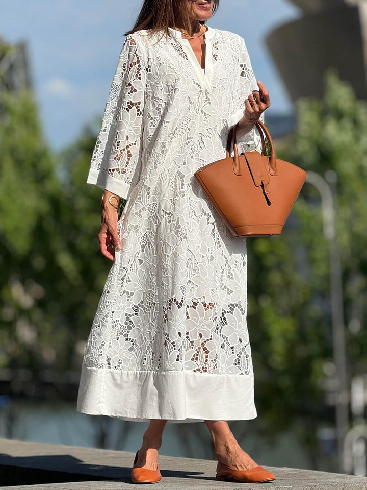 Willow | Vestido Midi V-Ausschnitt Glam Blumen