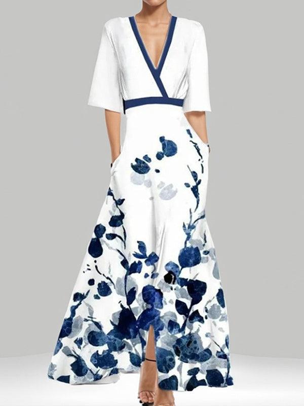 Lea | Glamour à Beira-Mar Elegante Vestido Maxi de Manga Média