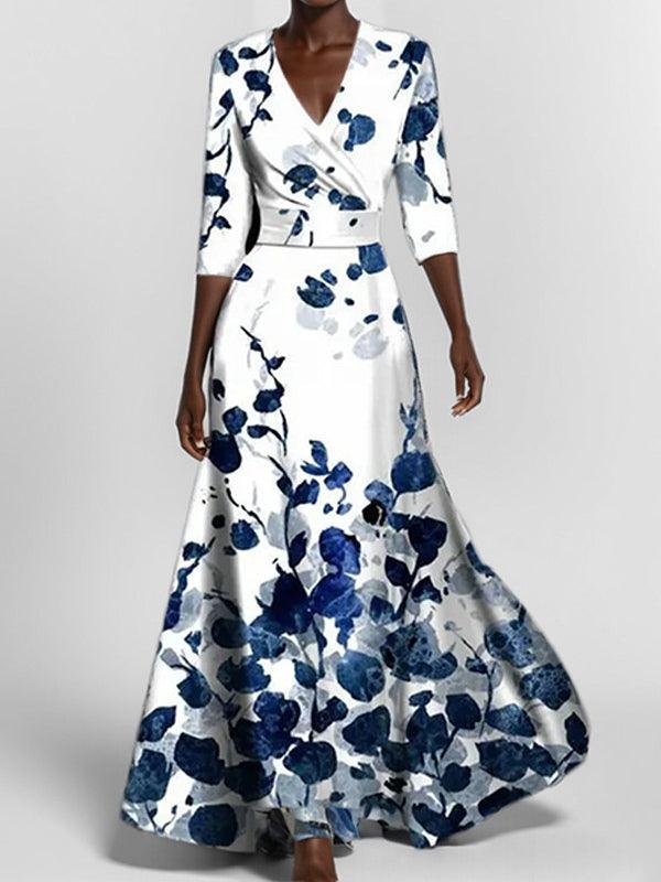 Lea | Glamour à Beira-Mar Elegante Vestido Maxi de Manga Média