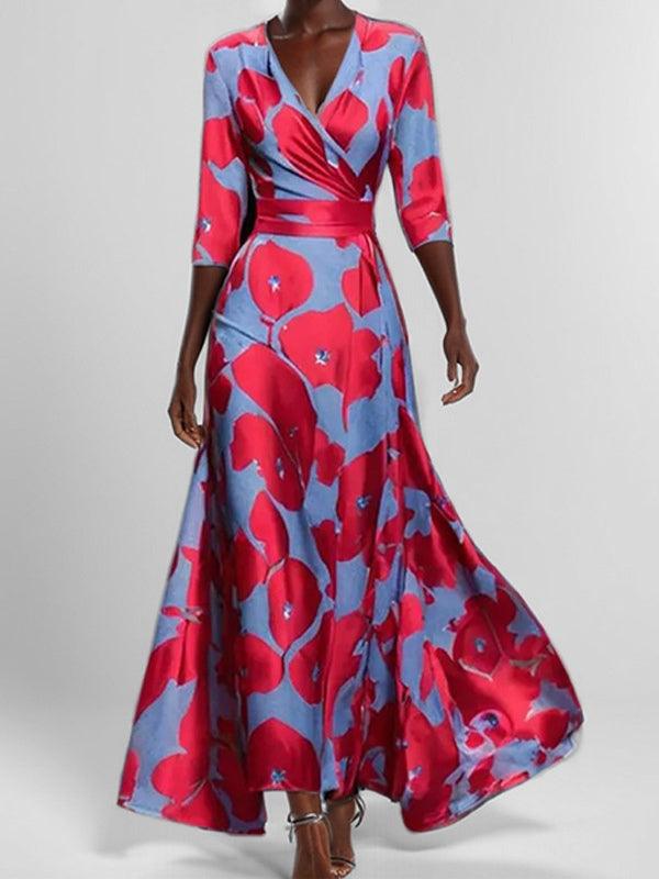 Lea | Glamour à Beira-Mar Elegante Vestido Maxi de Manga Média