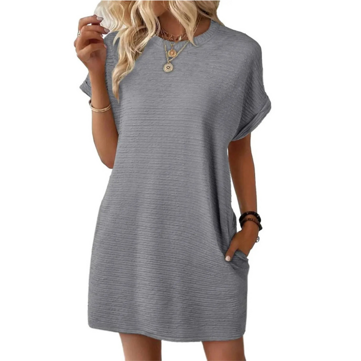 EVASHA™ – Vestido de Verão Minimalista Casual com Decote Redondo
