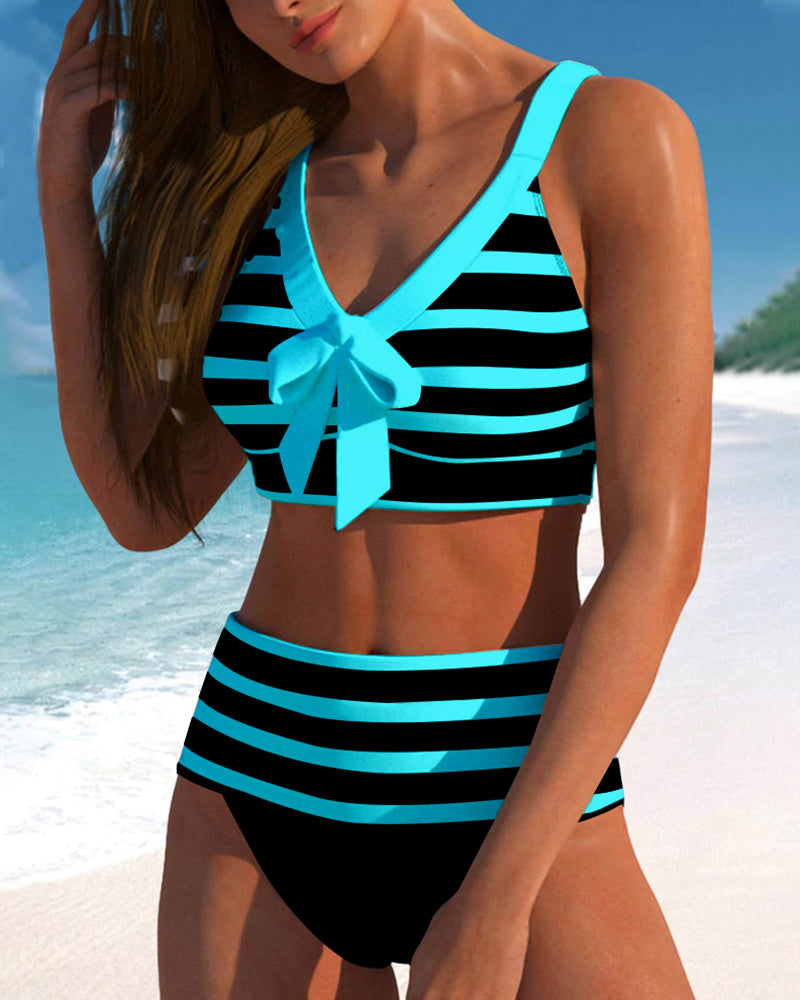Laluna® | Bikini Listrado de Cintura Alta