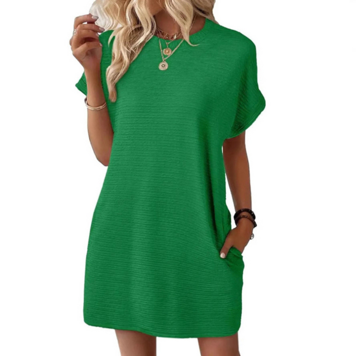 EVASHA™ – Vestido de Verão Minimalista Casual com Decote Redondo