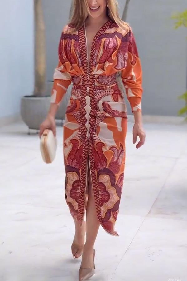 Eva | Sun Escape Vestido Midi Dolman com Estampa Única