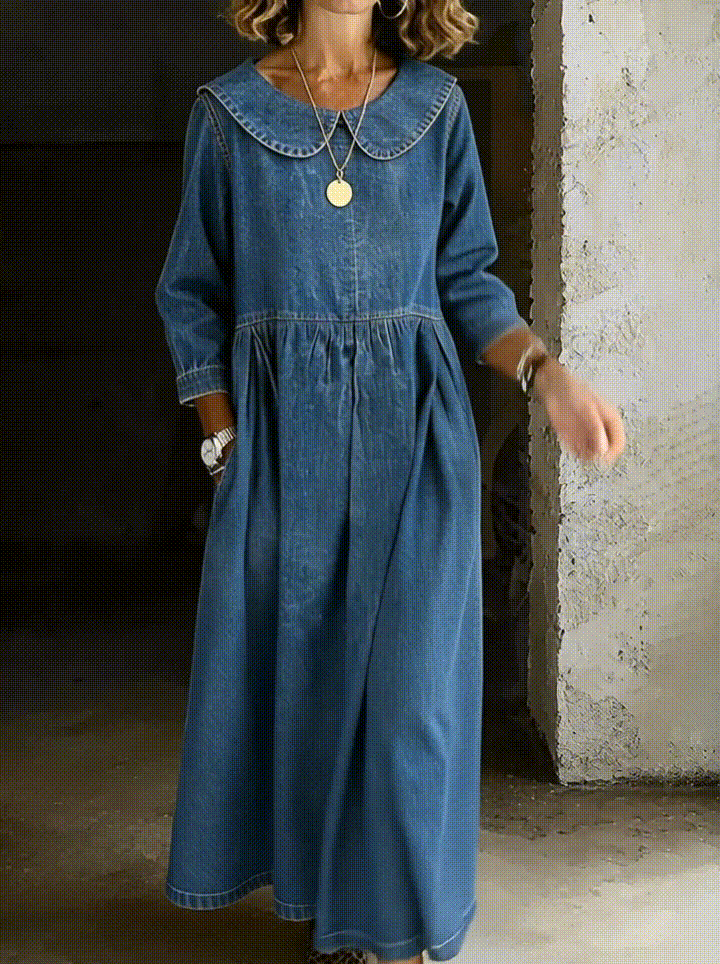 Leonor - Vestido de Denim com Gola Peter Pan