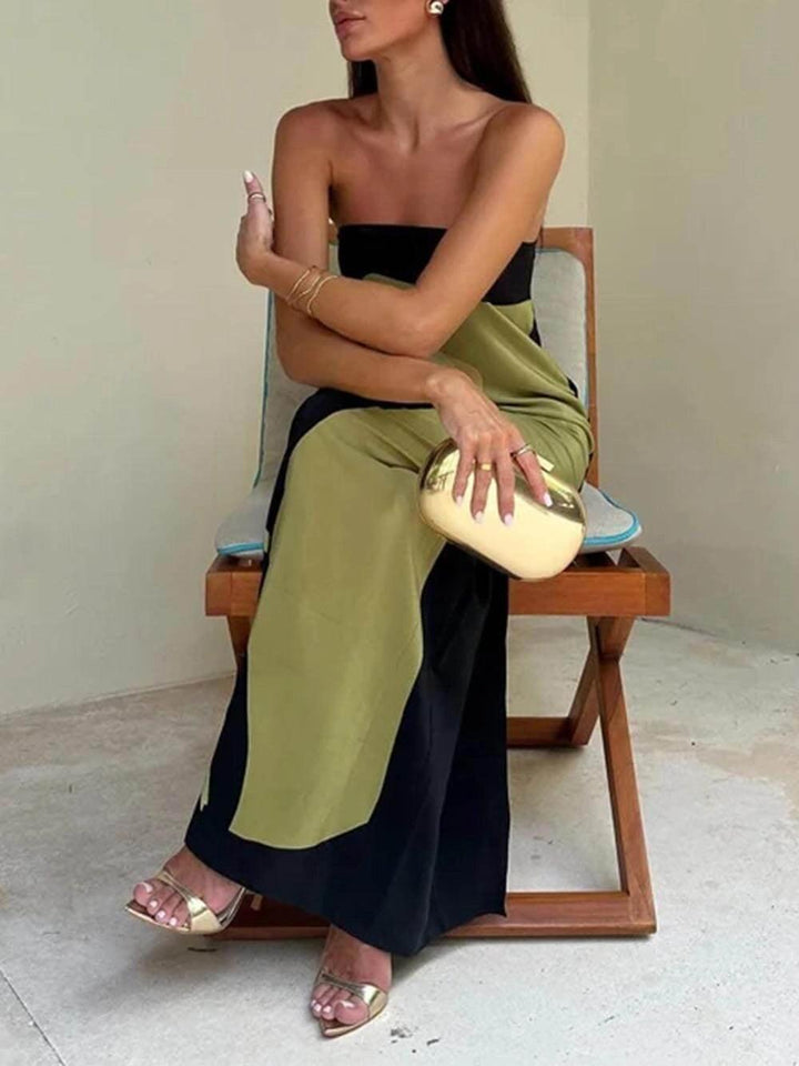 Joan | Vestido Maxi de Festa Impresso Sem Alças à Moda Costeira