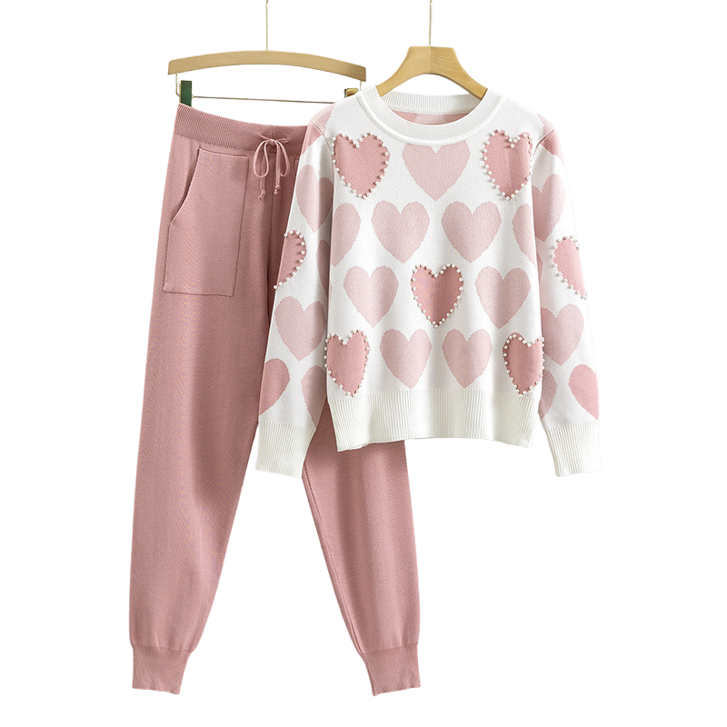 Salome – Conjunto de Dois Peças com Padrão de Coração Elegante