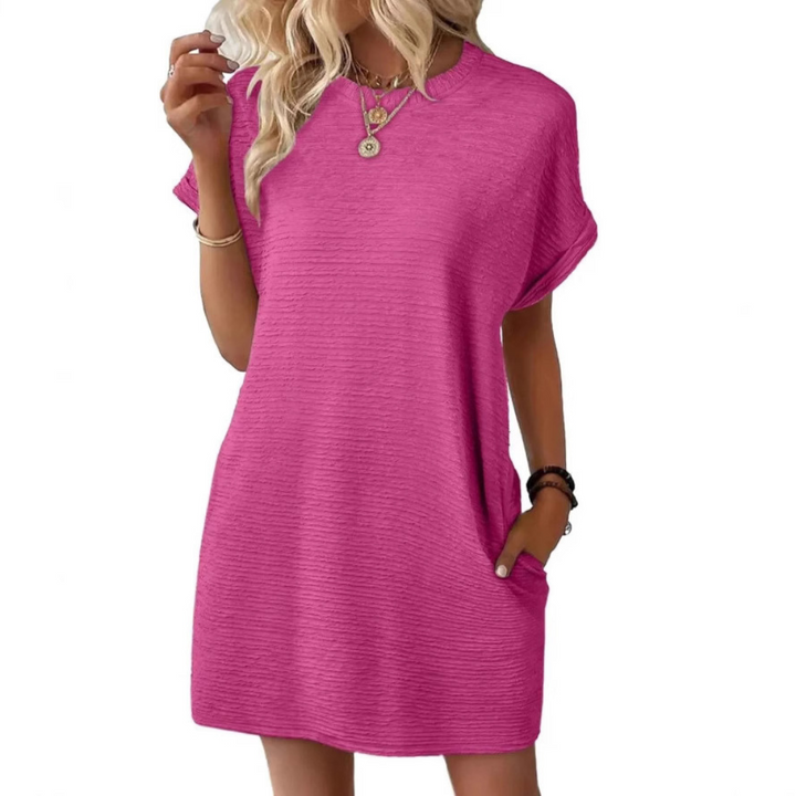 EVASHA™ – Vestido de Verão Minimalista Casual com Decote Redondo