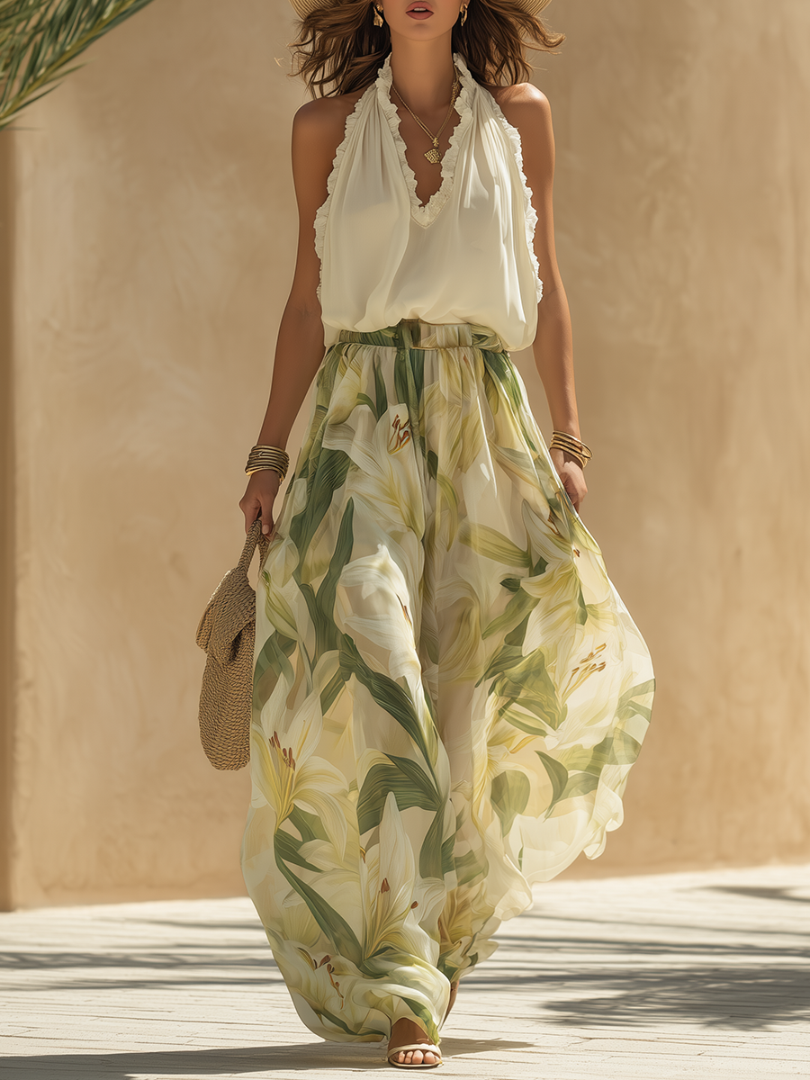 Tali – Conjunto de duas peças florais elegantes