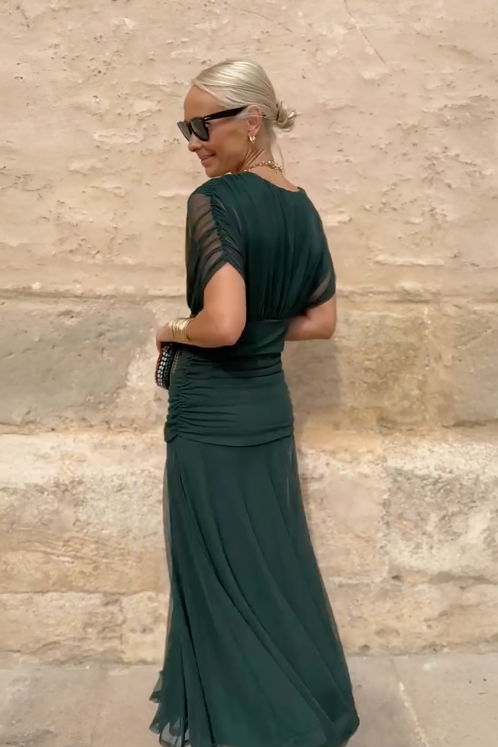 ANA | VESTIDO MAXI COM FALDAS ELEGANTES