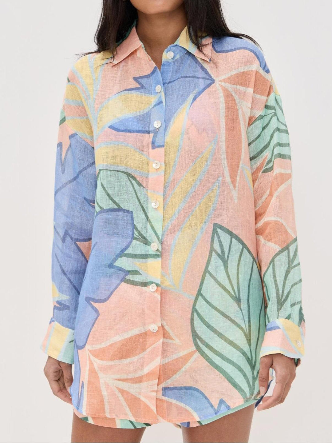 Amandine | Conjunto Curto com Estampa de Folhas Tropicais