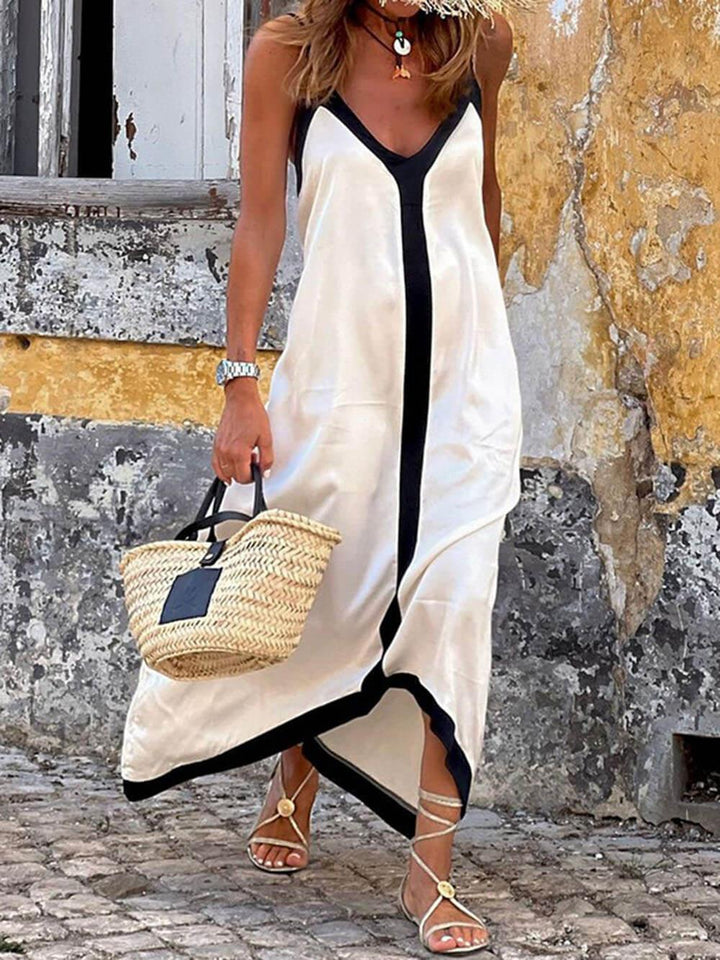 Nancy | Vestido Midi Colorblock Lavechic de Estilo Insular