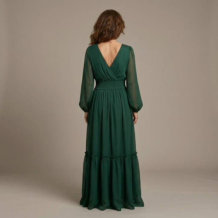 Ana - Vestido de chiffon com decote em V