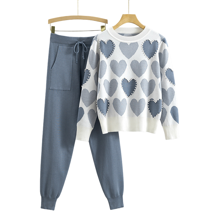 Salome – Conjunto de Dois Peças com Padrão de Coração Elegante