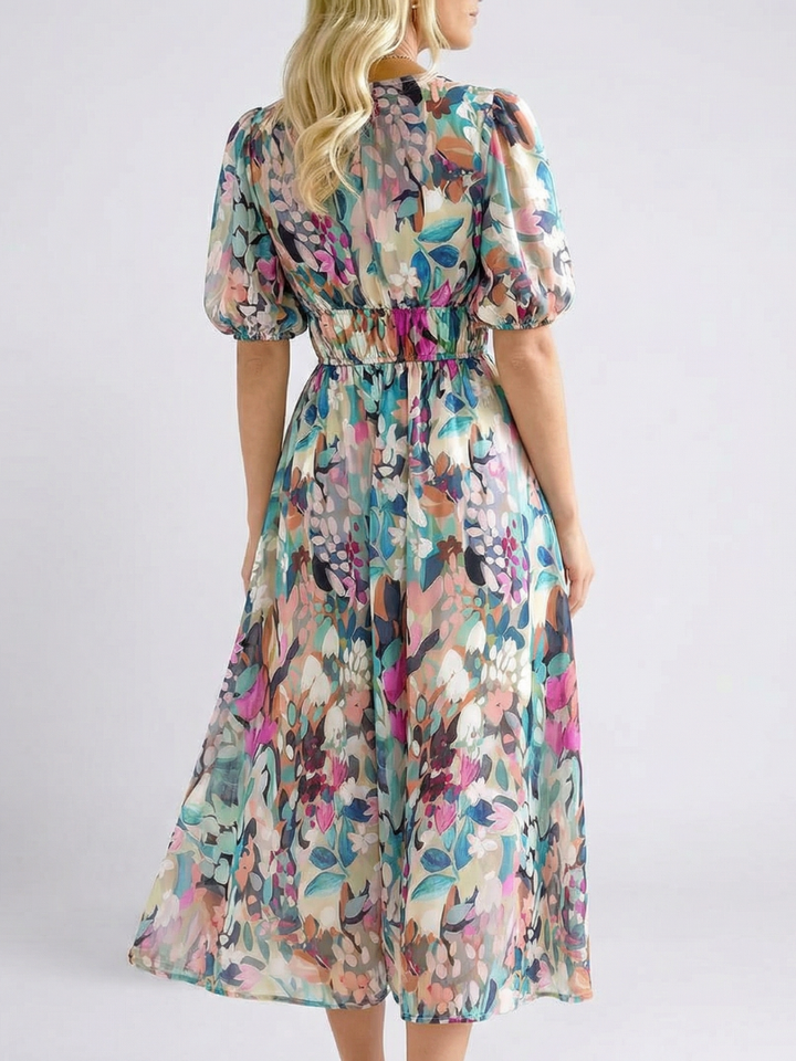 EULALIE | VESTIDO MIDI COM FLORES