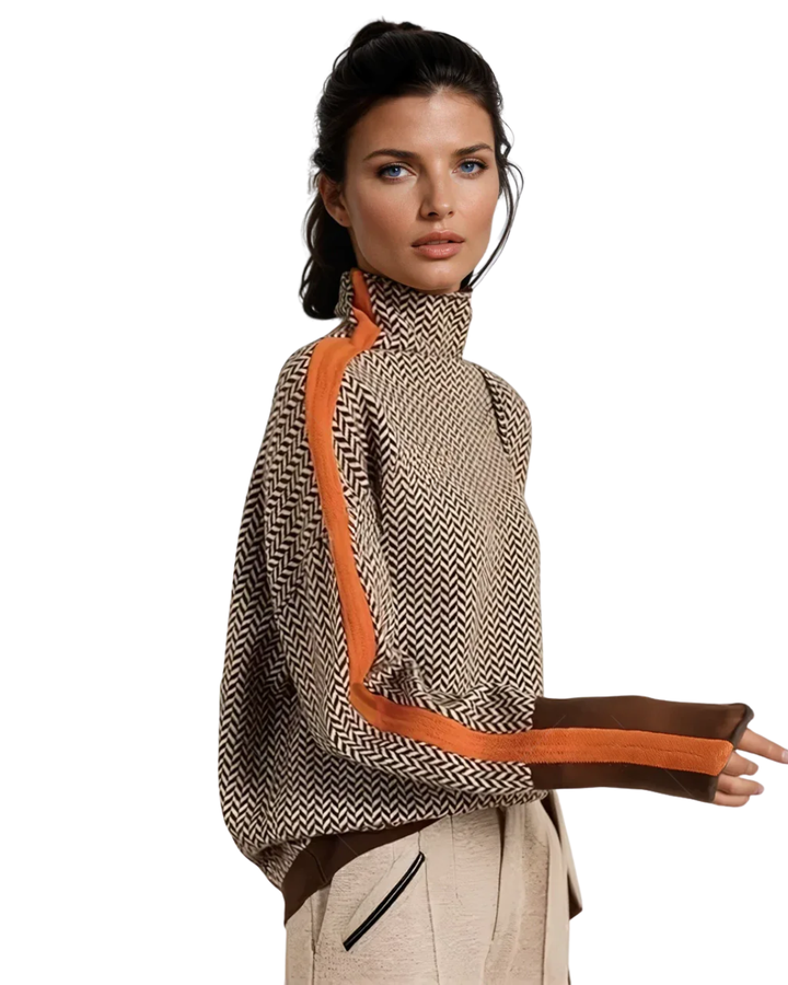 Lindemann Atelier | Malou – Pullover de gola alta com riscas em contraste