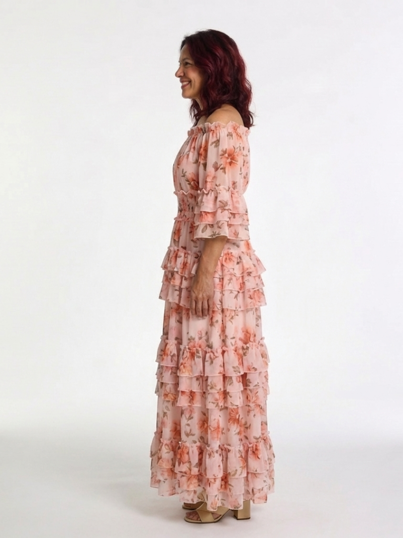ROSALIE | VESTIDO MAXI COM RENDAS FLORAIS