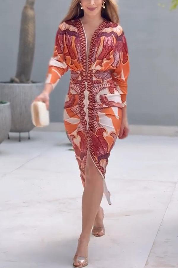 Eva | Sun Escape Vestido Midi Dolman com Estampa Única