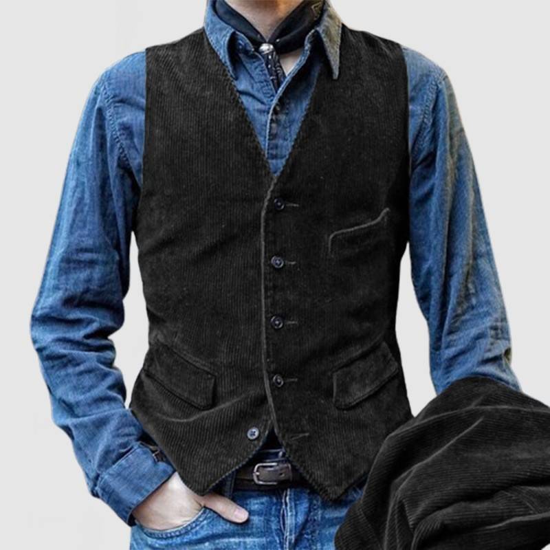 Blazer Vintage em Veludo Cotele com Colete para Homens