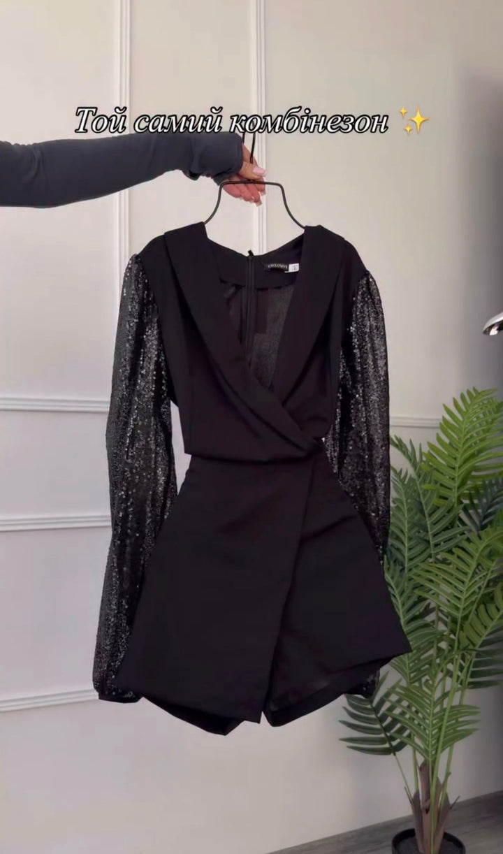 Araminta – Elegante macacão preto