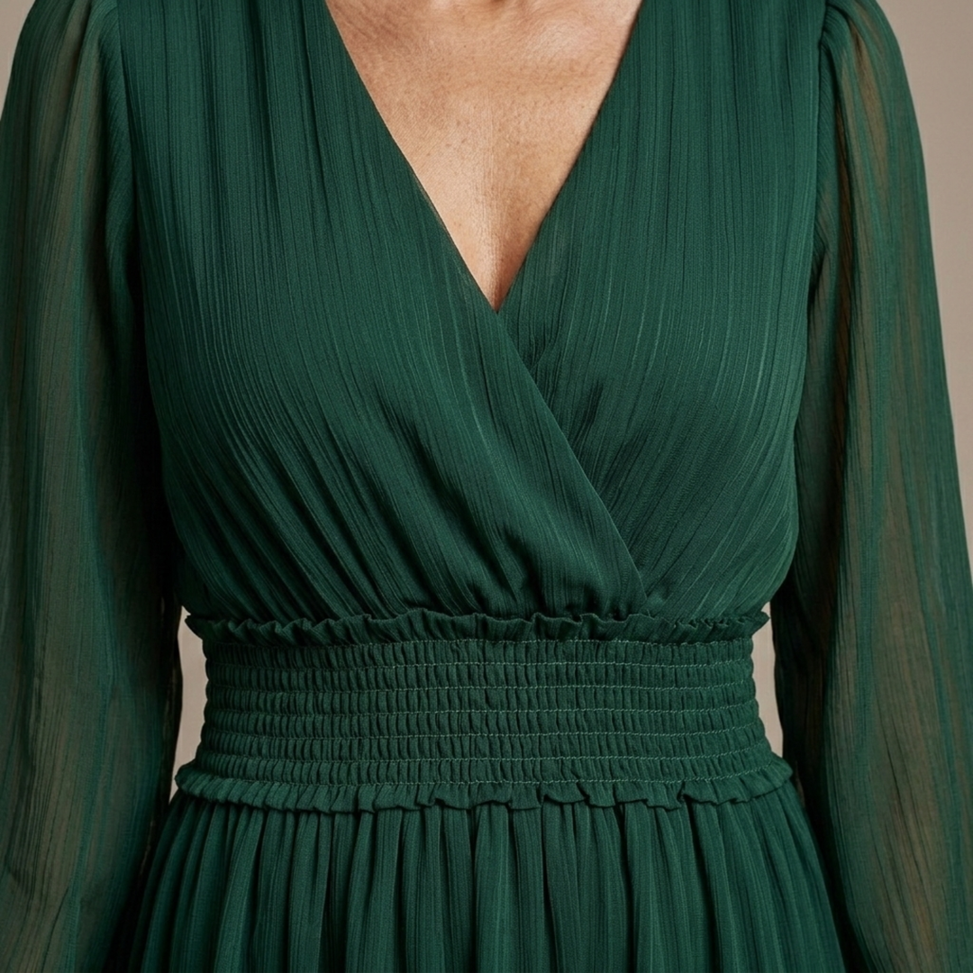 Ana - Vestido de chiffon com decote em V