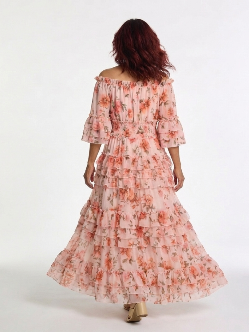 ROSALIE | VESTIDO MAXI COM RENDAS FLORAIS