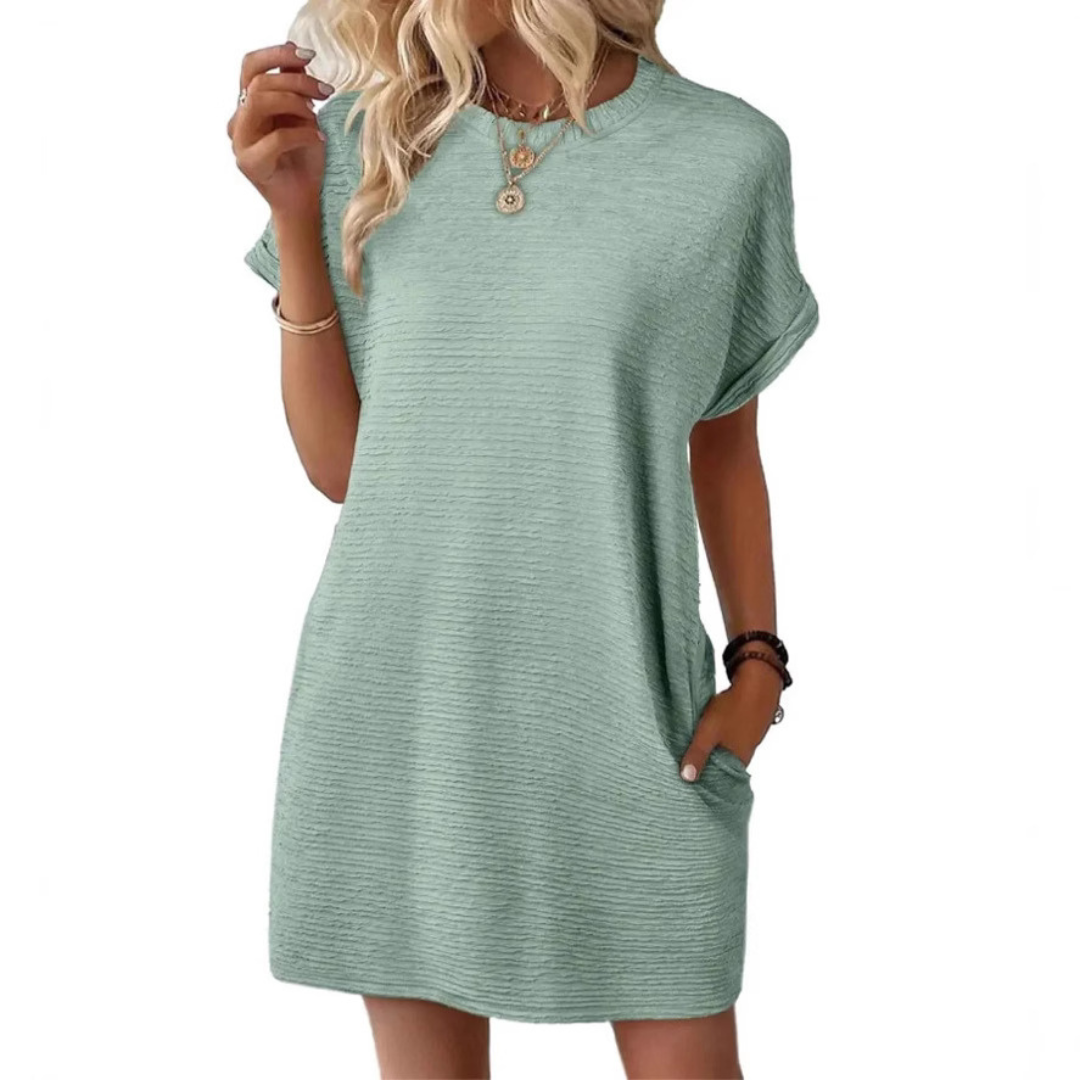 EVASHA™ – Vestido de Verão Minimalista Casual com Decote Redondo