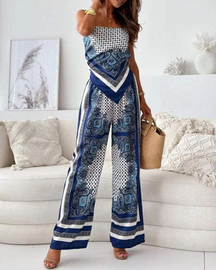 Helen | Conjunto de Top e Calças Estiloso Pronto para Férias