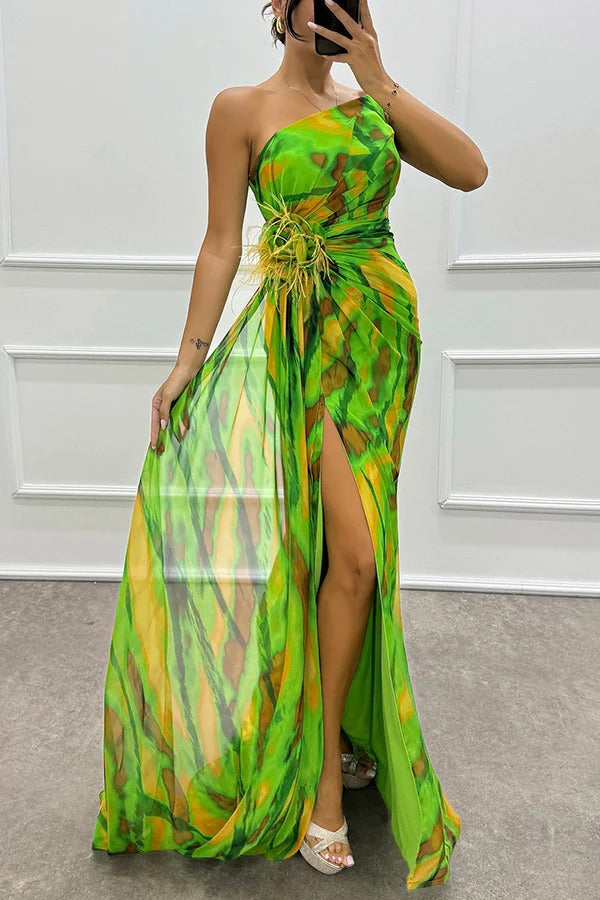 Vestido Drapado Vibrante