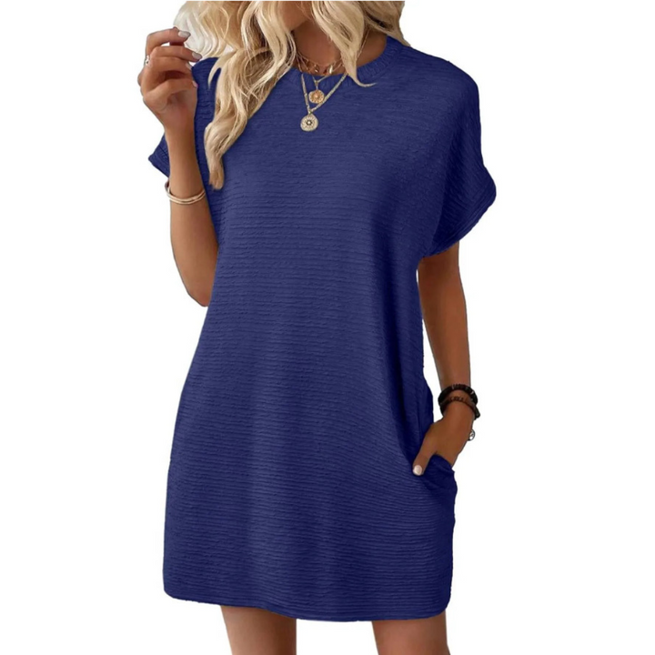 EVASHA™ – Vestido de Verão Minimalista Casual com Decote Redondo