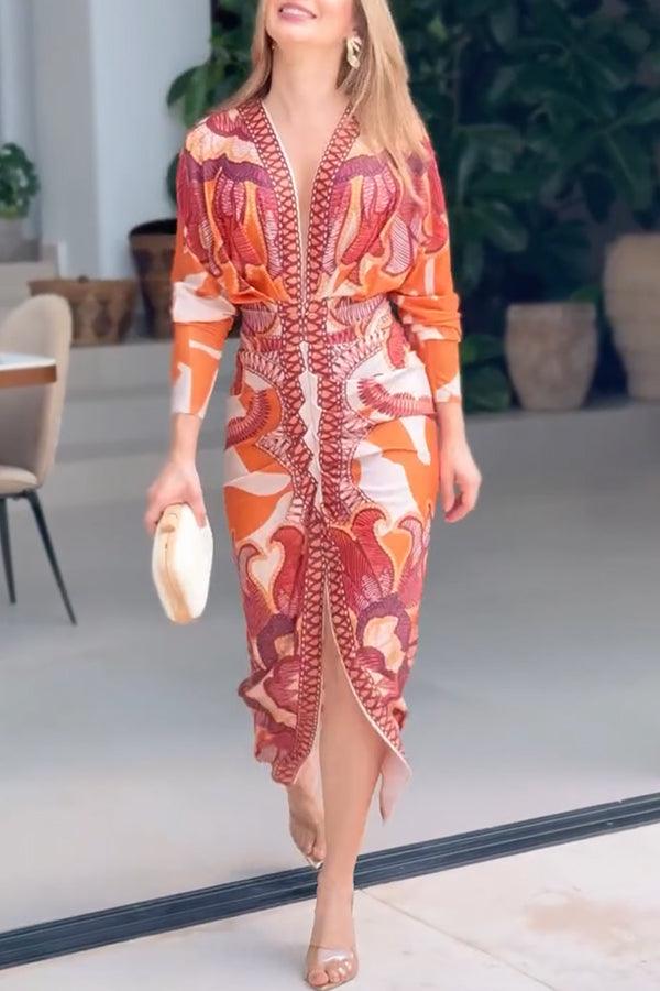 Eva | Sun Escape Vestido Midi Dolman com Estampa Única