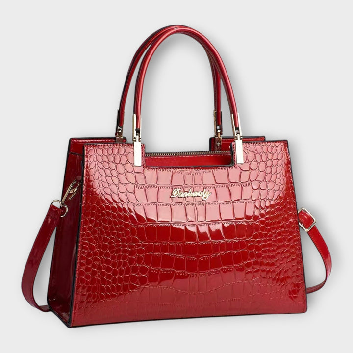 Olivia - Bolsa de Mão com Acabamento Brilhante em Crocodilo