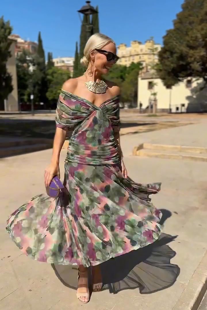 ANA | VESTIDO MAXI COM FALDAS ELEGANTES