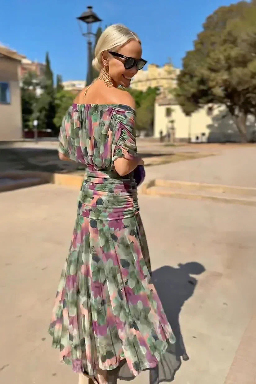 ANA | VESTIDO MAXI COM FALDAS ELEGANTES