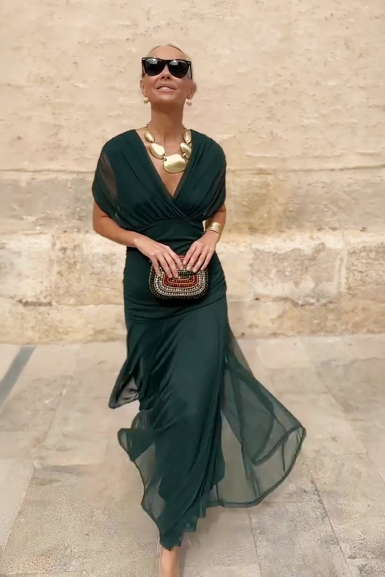 ANA | VESTIDO MAXI COM FALDAS ELEGANTES