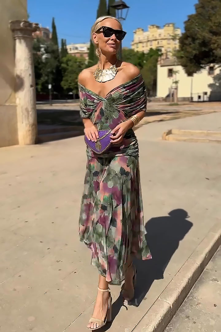 ANA | VESTIDO MAXI COM FALDAS ELEGANTES