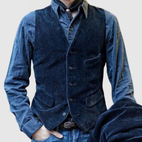 Blazer Vintage em Veludo Cotele com Colete para Homens
