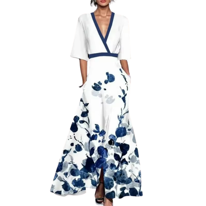 Noélia - Vestido de Primavera Floral com Decote em V