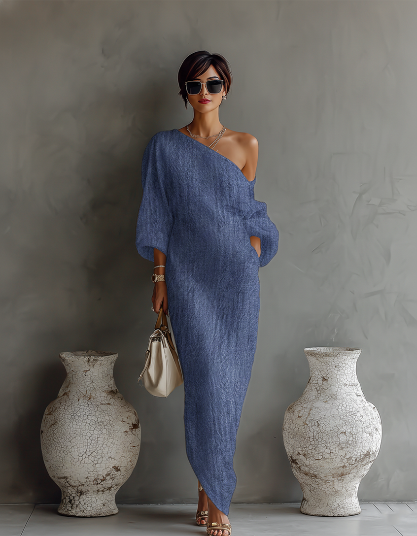 Vestido de Linho Off-White Sem Alças