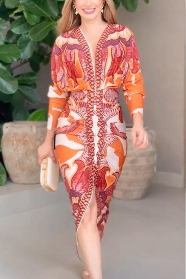 Eva | Sun Escape Vestido Midi Dolman com Estampa Única