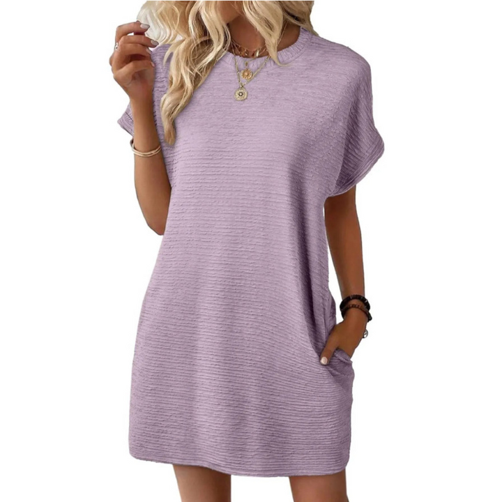 EVASHA™ – Vestido de Verão Minimalista Casual com Decote Redondo