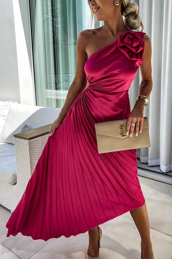 Eya™ | Elegante Maxi-Vestido com padrão floral e alça única